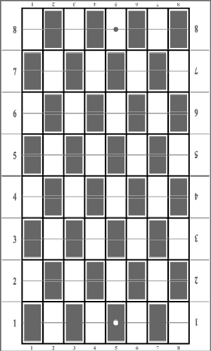 Das Spielbrett sind rechteckig (wie die Dominosteine).