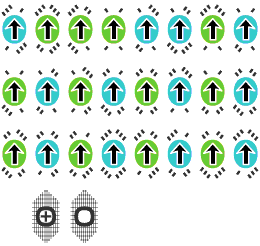 24 fichas de juego con la combinación de cifras del 1 al 3